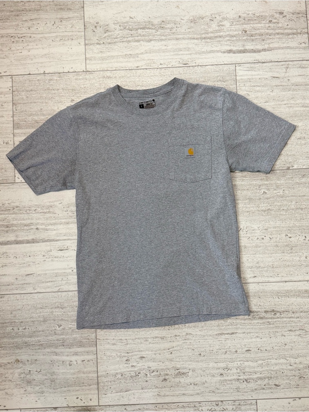 Carhartt Gray Pocket T Shirt Men’s Small Loose Fit Workwear Tee